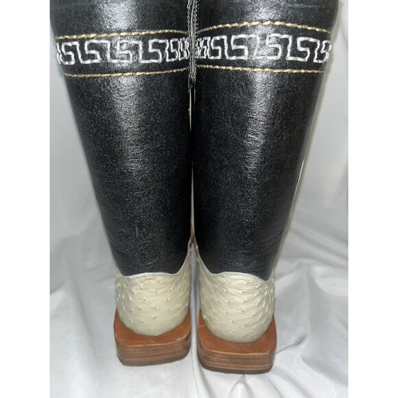 Cowboy Rodeo Boots‎ Exotic Leather White Genuine Ostrich Skin Women’s Sz 8.5 main image 4